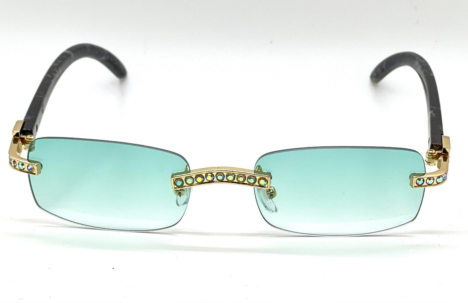 Sunglasses Men Elegant Tinted Clear Wood Buff Glasses Unique Square Rimless New
