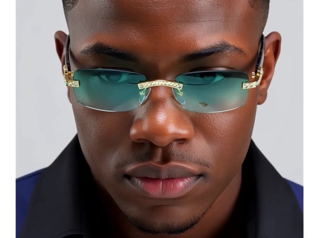 Sunglasses Men Elegant Tinted Clear Wood Buff Glasses Unique Square Rimless New