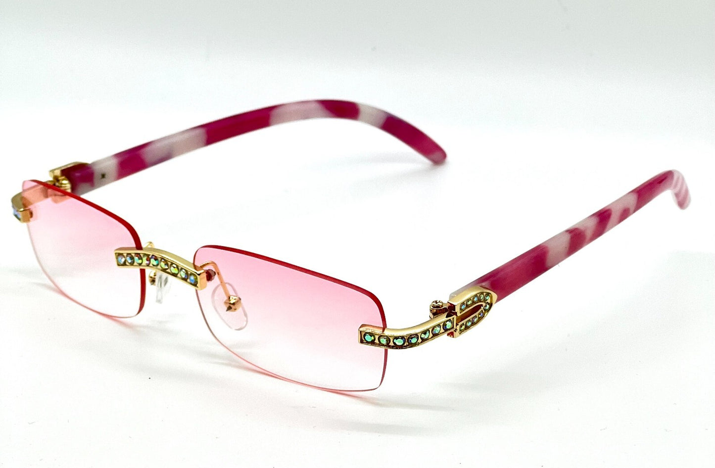 Sunglasses Men Elegant Tinted Clear Wood Buff Glasses Unique Square Rimless New