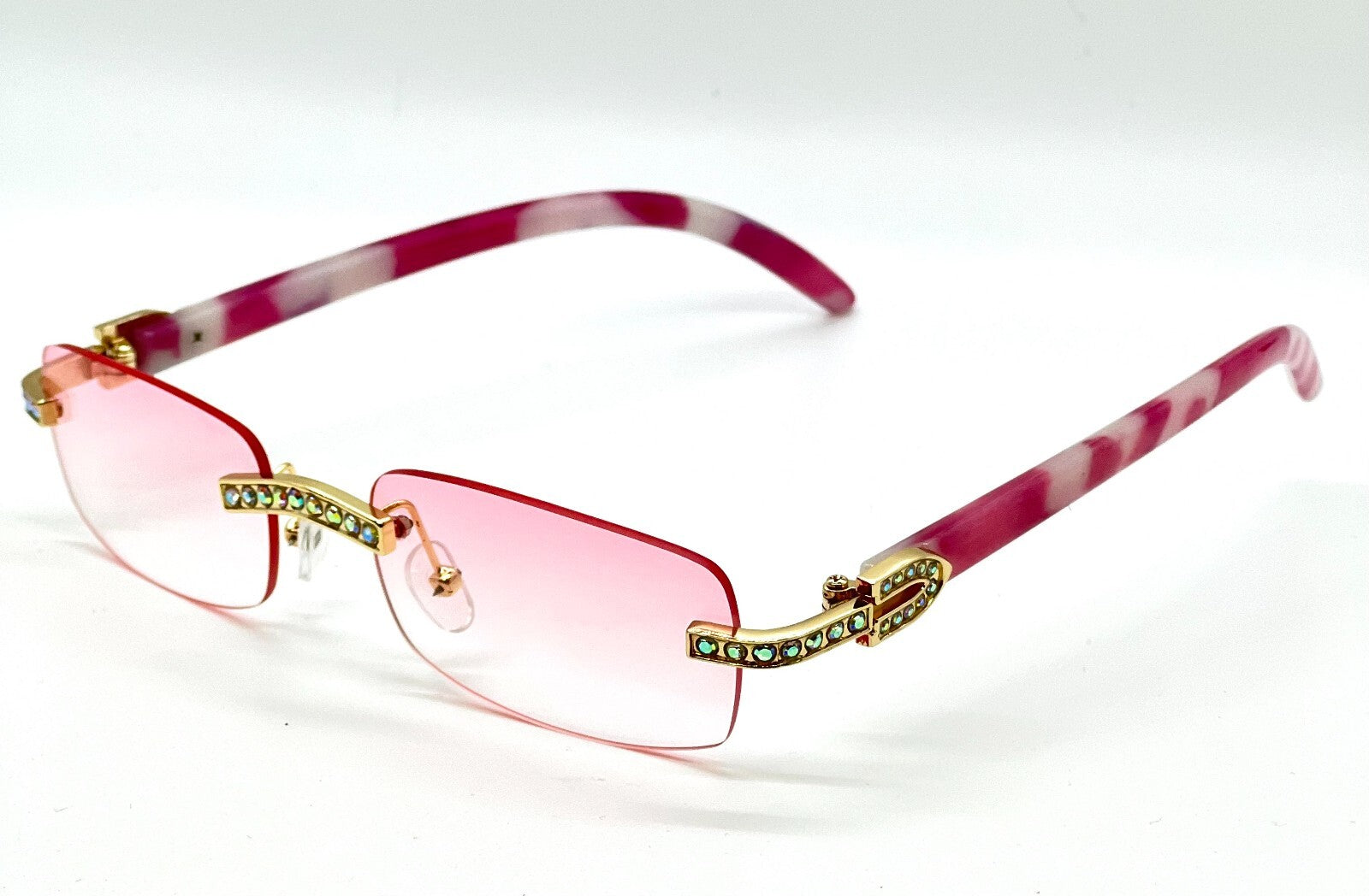 Sunglasses Men Elegant Tinted Clear Wood Buff Glasses Unique Square Rimless New