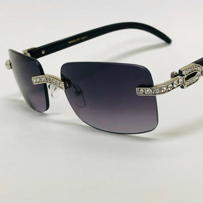 Sunglasses Men Elegant Tinted Clear Wood Buff Glasses Unique Square Rimless New