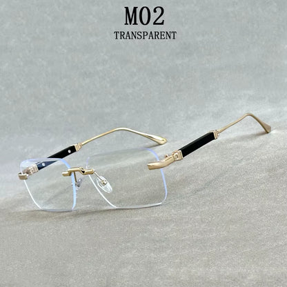 Designer Sunglasses for Men Vintage Rimless Sunglasses Women Trendy Luxury Square Fashion Glasses Vintage Gafas De Sol Hombre