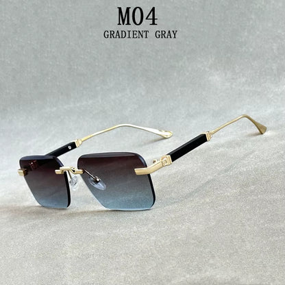 Designer Sunglasses for Men Vintage Rimless Sunglasses Women Trendy Luxury Square Fashion Glasses Vintage Gafas De Sol Hombre