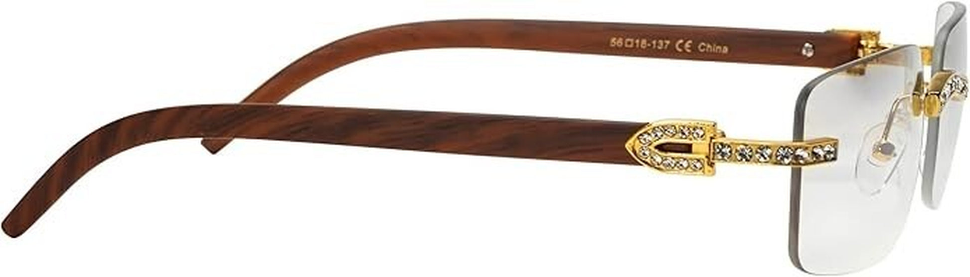 Sunglasses Men Elegant Tinted Clear Wood Buff Glasses Unique Square Rimless New