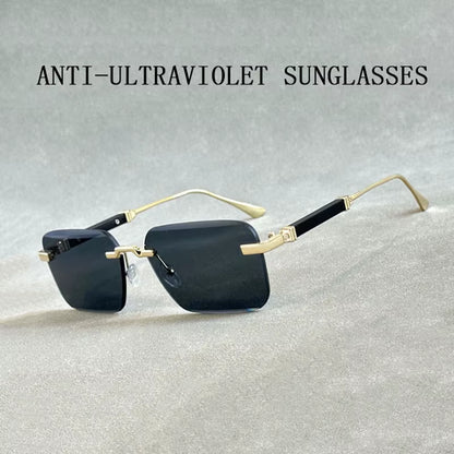 Designer Sunglasses for Men Vintage Rimless Sunglasses Women Trendy Luxury Square Fashion Glasses Vintage Gafas De Sol Hombre