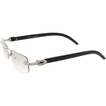 Sunglasses Men Elegant Tinted Clear Wood Buff Glasses Unique Square Rimless New