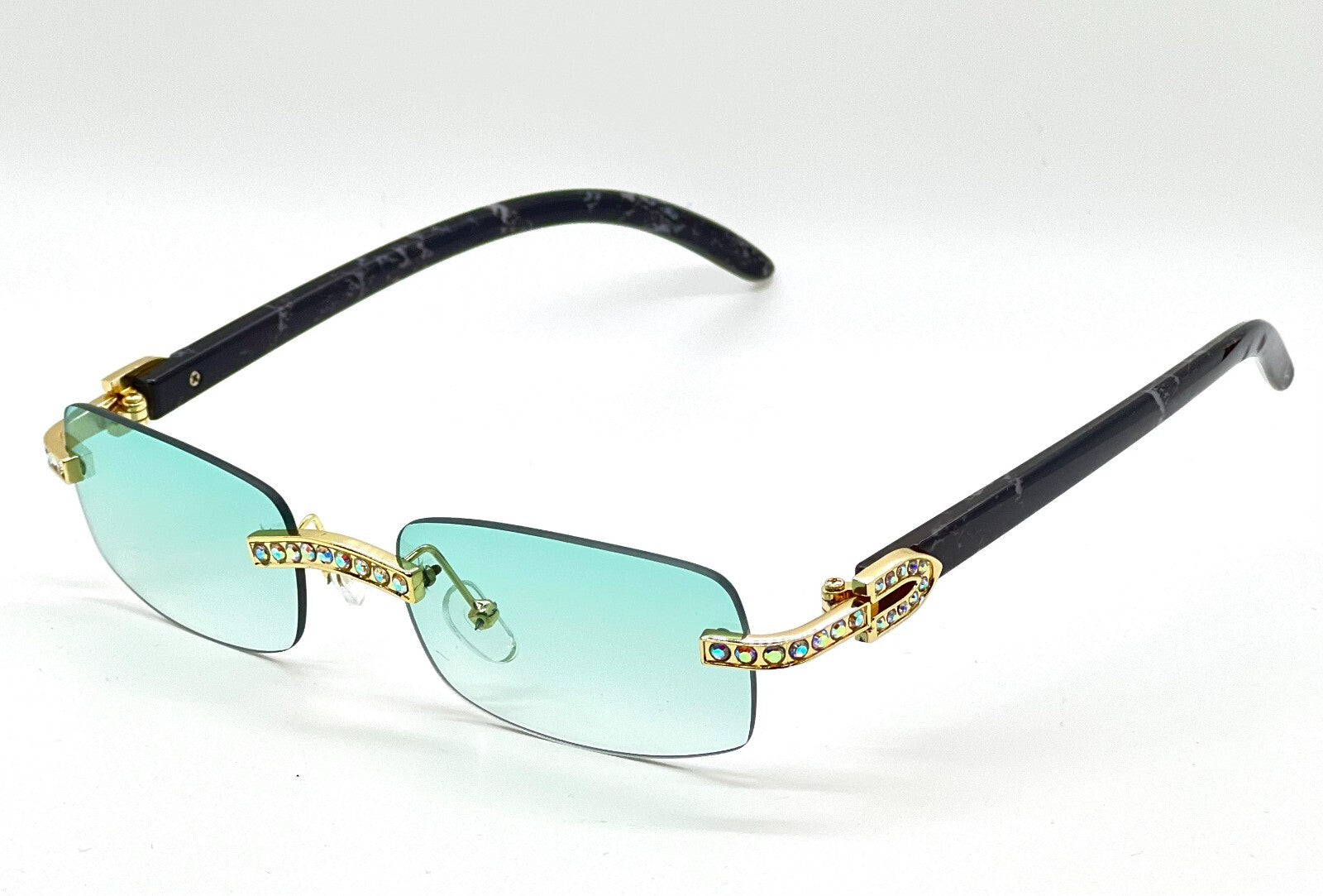 Sunglasses Men Elegant Tinted Clear Wood Buff Glasses Unique Square Rimless New