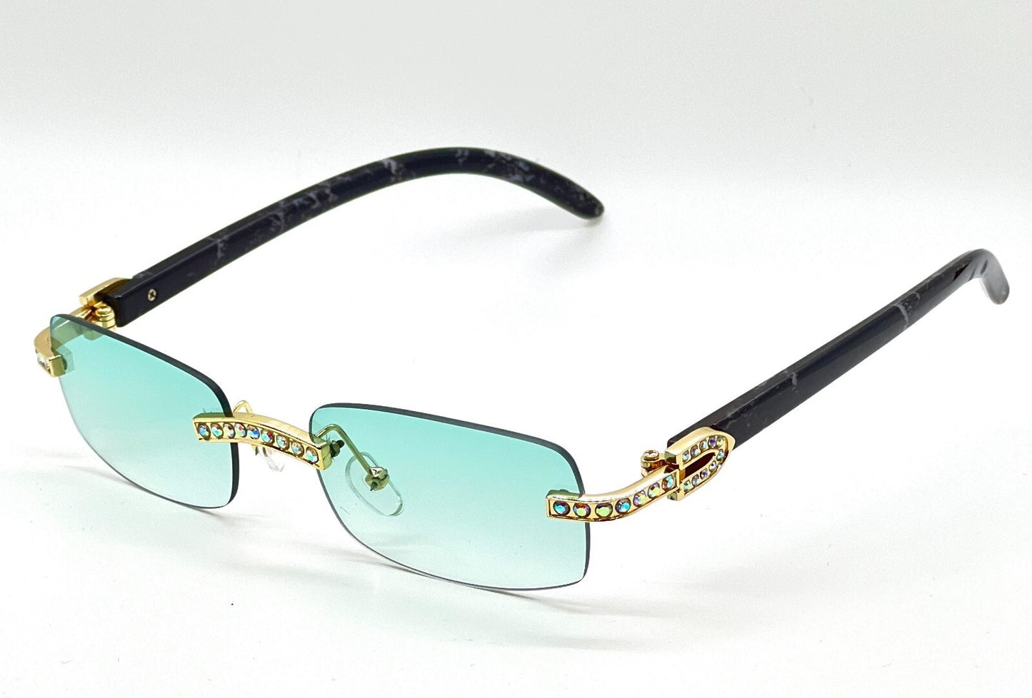 Sunglasses Men Elegant Tinted Clear Wood Buff Glasses Unique Square Rimless New