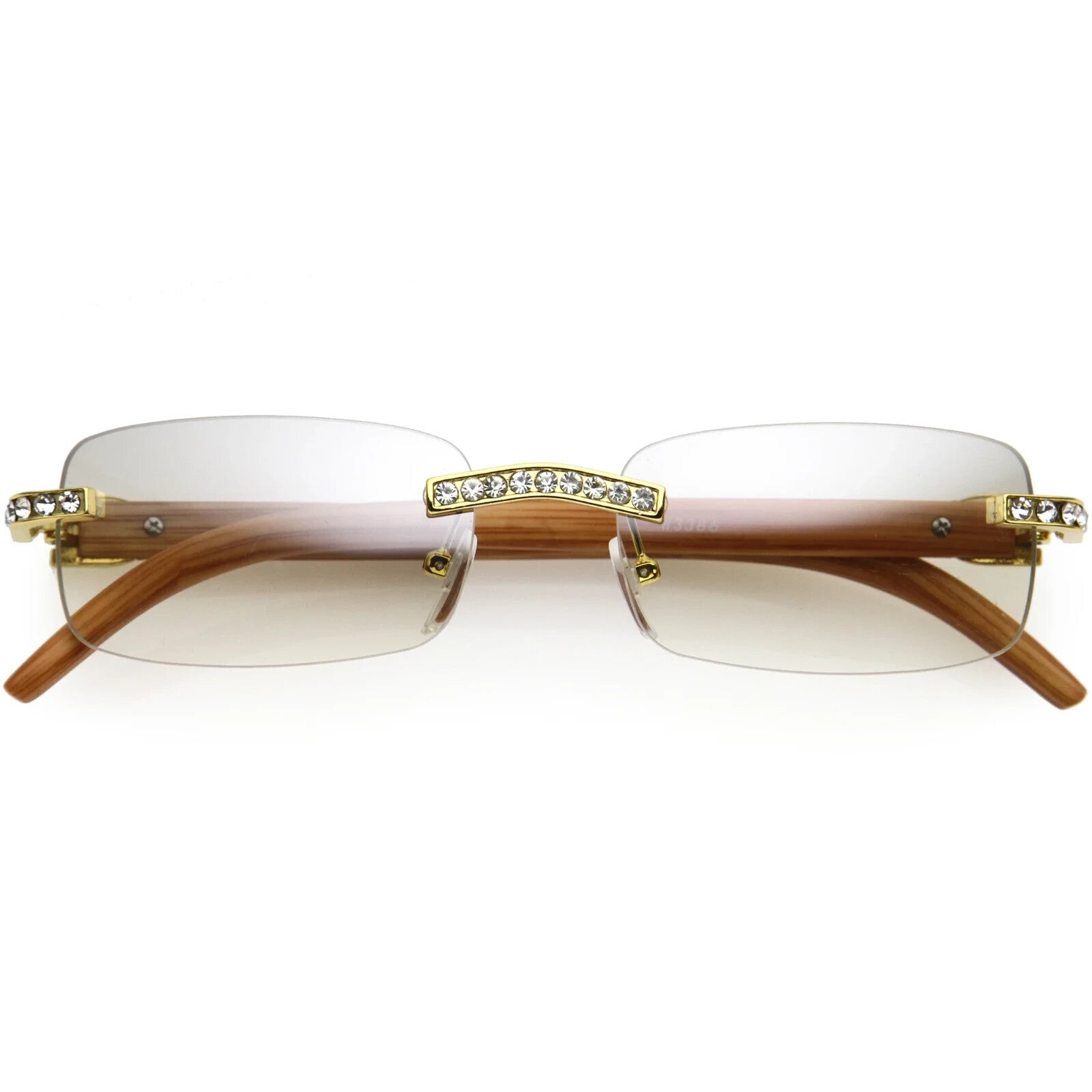 Sunglasses Men Elegant Tinted Clear Wood Buff Glasses Unique Square Rimless New