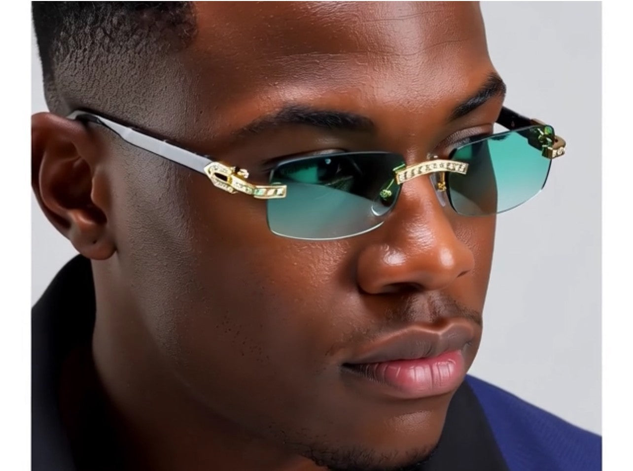 Sunglasses Men Elegant Tinted Clear Wood Buff Glasses Unique Square Rimless New
