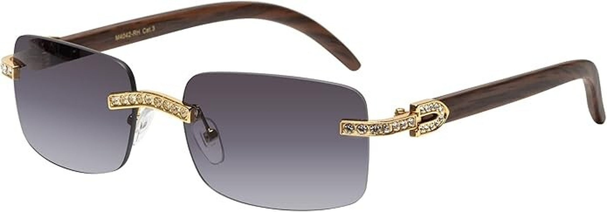 Sunglasses Men Elegant Tinted Clear Wood Buff Glasses Unique Square Rimless New