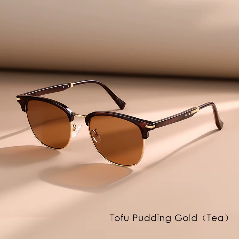 2025 Classic Polarized Sunglasses Men Women Retro Half Frame UV400 Glasses Male Popular Anti-Glare Travel Driving Eyewear