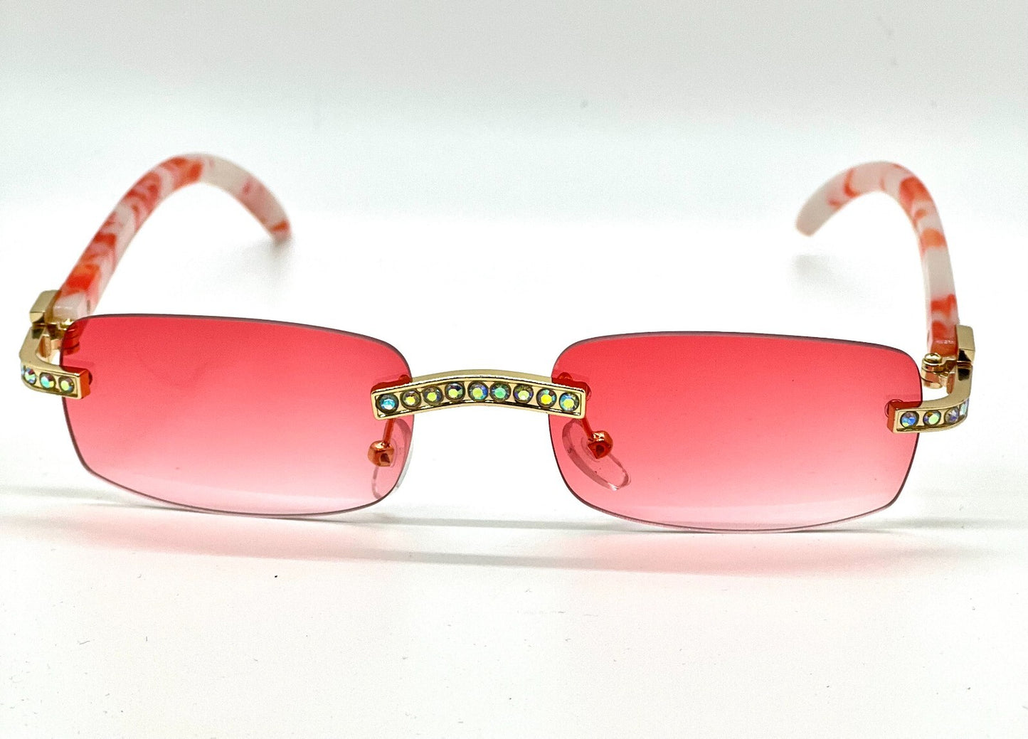 Sunglasses Men Elegant Tinted Clear Wood Buff Glasses Unique Square Rimless New