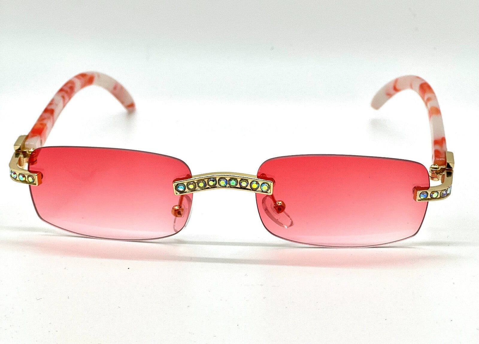 Sunglasses Men Elegant Tinted Clear Wood Buff Glasses Unique Square Rimless New