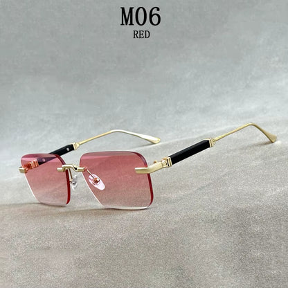 Designer Sunglasses for Men Vintage Rimless Sunglasses Women Trendy Luxury Square Fashion Glasses Vintage Gafas De Sol Hombre