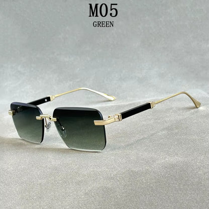 Designer Sunglasses for Men Vintage Rimless Sunglasses Women Trendy Luxury Square Fashion Glasses Vintage Gafas De Sol Hombre