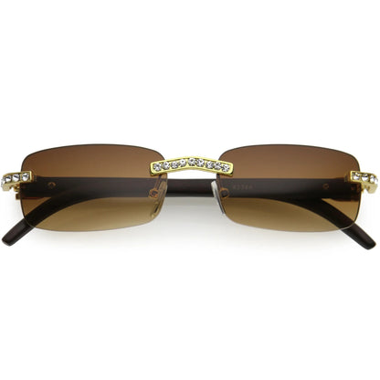 Sunglasses Men Elegant Tinted Clear Wood Buff Glasses Unique Square Rimless New