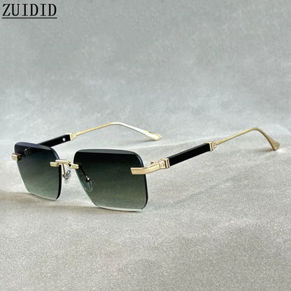 Designer Sunglasses for Men Vintage Rimless Sunglasses Women Trendy Luxury Square Fashion Glasses Vintage Gafas De Sol Hombre