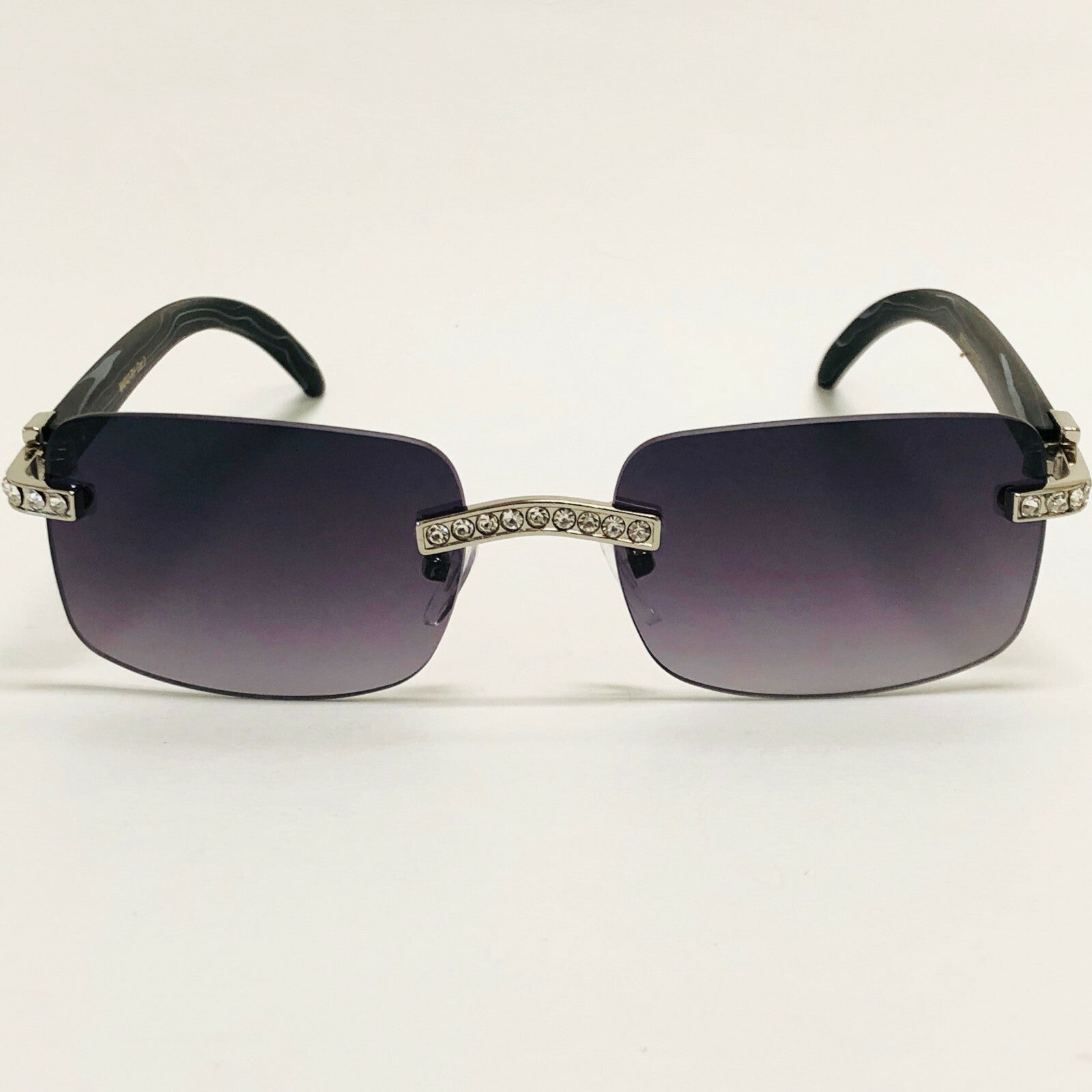 Sunglasses Men Elegant Tinted Clear Wood Buff Glasses Unique Square Rimless New