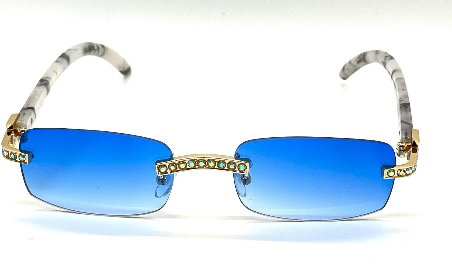 Sunglasses Men Elegant Tinted Clear Wood Buff Glasses Unique Square Rimless New