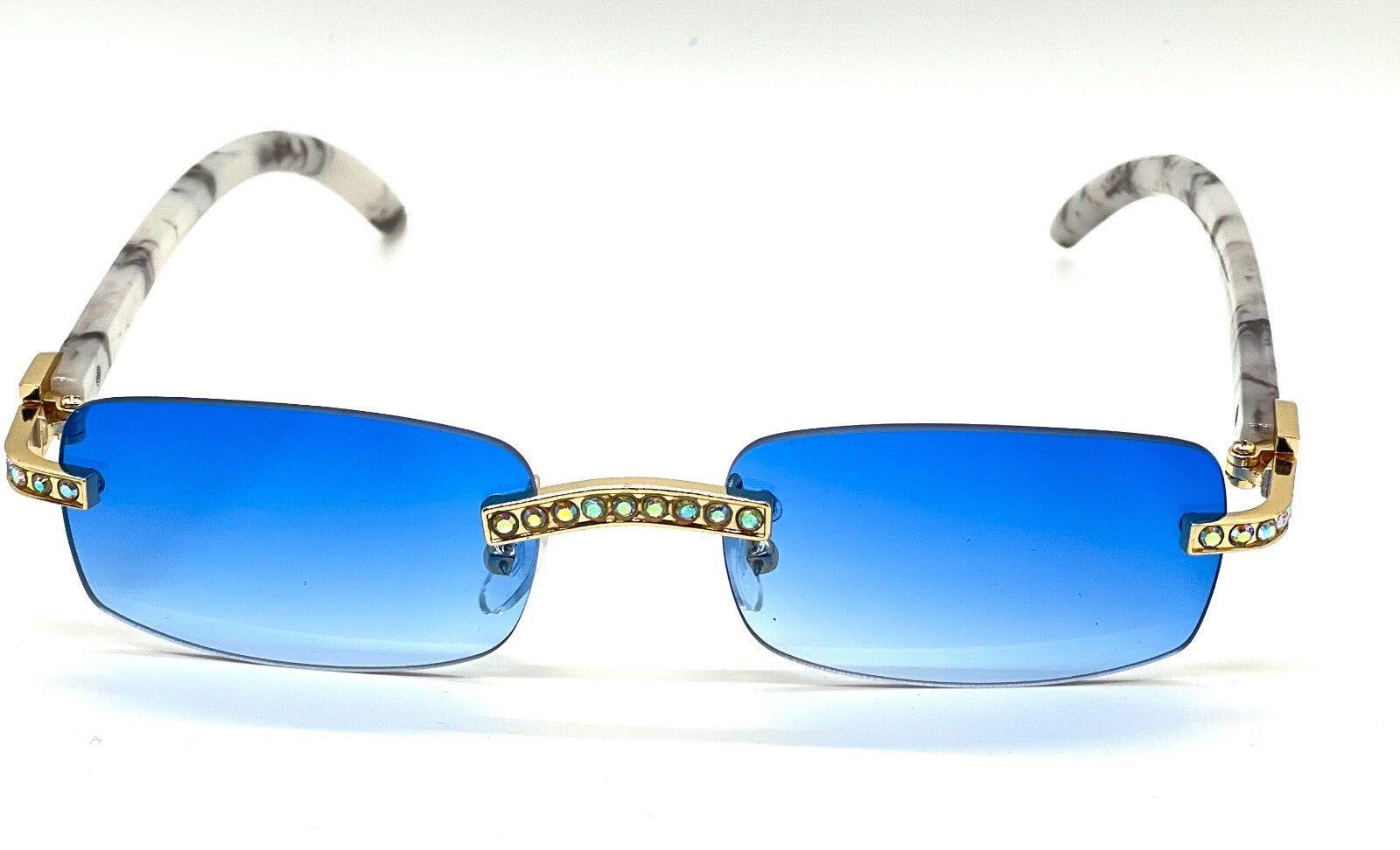 Sunglasses Men Elegant Tinted Clear Wood Buff Glasses Unique Square Rimless New
