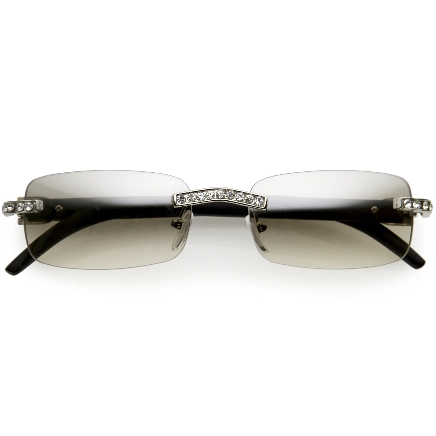 Sunglasses Men Elegant Tinted Clear Wood Buff Glasses Unique Square Rimless New