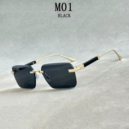 Designer Sunglasses for Men Vintage Rimless Sunglasses Women Trendy Luxury Square Fashion Glasses Vintage Gafas De Sol Hombre