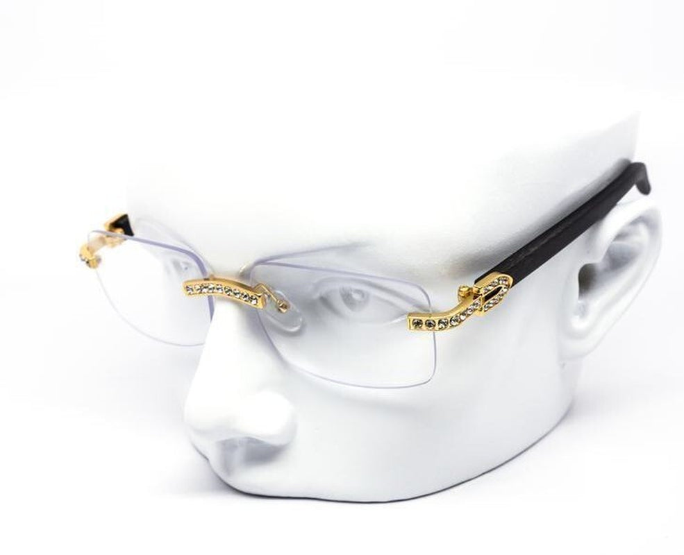 Sunglasses Men Elegant Tinted Clear Wood Buff Glasses Unique Square Rimless New